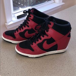 Nike Sky Hi Dunk Wedge Sneakers Red/Black Sz 7.5